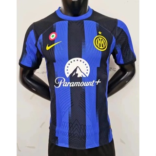 เสื้อกีฬาแขนสั้น ลายทีมชาติฟุตบอลชั้นนํา Inter Milan 23 24 ชุดเหย้า คุณภาพสูง