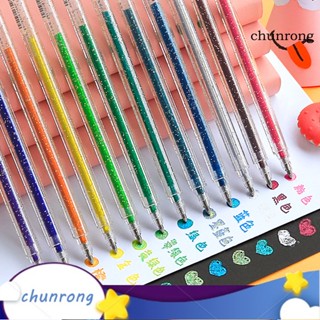 Chunrong ปากกาเจลกลิตเตอร์ แห้งเร็ว 1 ชุด 8 12 18 ชิ้น พร้อมผงกลิตเตอร์ สําหรับเด็ก