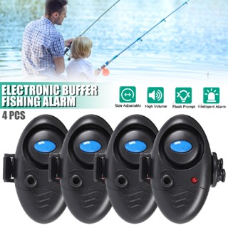 4pcs/set LED Electronic Light Fish Bite Sound Alert Alarm Clip on Fishing Rod