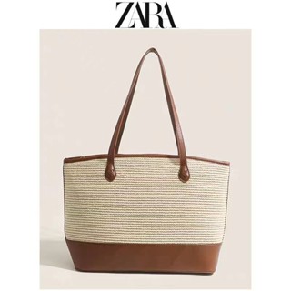 Zara niche กระเป๋าสานใต้วงแขน ทรงโท้ท ขนาดใหญ่ จุของได้เยอะ เรียบง่าย สไตล์เรโทร