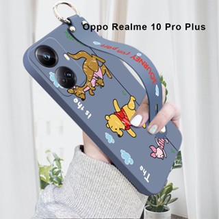 สําหรับ Realme 10 Pro Plus Realme C55 C53 เคสโทรศัพท์มือถือ ซิลิโคนนิ่ม กันกระแทก กันรอยกล้อง ลายการ์ตูนหมู จิงโจ้น่ารัก พร้อมสายคล้องข้อมือ