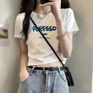 เสื้อยืดลําลอง สําหรับสตรี ผ้าฝ้าย แขนสั้น คอกลม พิมพ์ลายตัวอักษร สไตล์เกาหลี เหมาะกับฤดูร้อน