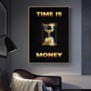 Time Is Money Enghlish โปสเตอร์ภาพวาดตัวอักษร นาฬิกาทราย 0711