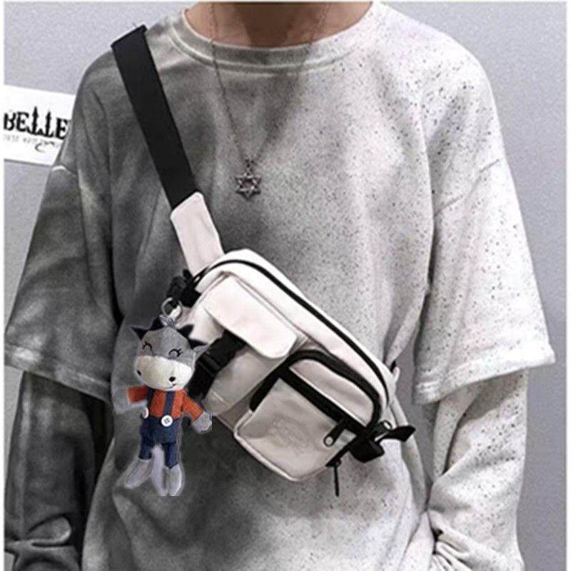 กระเป๋าคาดอก คาดเอว แฟชั่น ผ้าไนล่อน ป้ายโลโก้ปัก กระเป๋าคาดหน้าอกฮิปฮอป กระเป๋าคาดอก เทรนด์ญี่ปุ่น ฮิปฮอป - รูปที่ 3