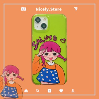 เคสโทรศัพท์มือถือ กันกระแทก กันรอยขีดข่วน ลายการ์ตูนเด็กผู้หญิงซน สีนีออน สําหรับ iPhone 14 13 12 Pro Max 11