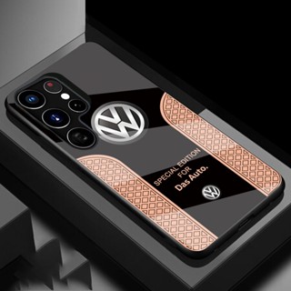 【พร้อมส่ง】เคสโทรศัพท์มือถือกระจกนิรภัย ลายรถสปอร์ต VW หรูหรา สําหรับ Samsung S22 Case S23 Ultra S21 Plus FE