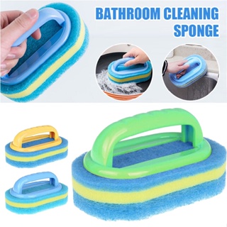 New Bathroom Ceramic Tile Plastic Cleaning Brush Handheld Sponge Bathtub Cleaner