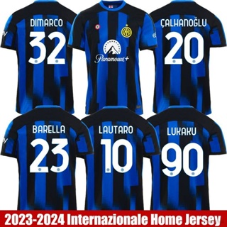 เสื้อกีฬาแขนสั้น ลายทีมชาติฟุตบอล Lukaku Dimarco Barella Lautaro Calhanoglu HQ7 2023-2024 พลัสไซซ์ QH7