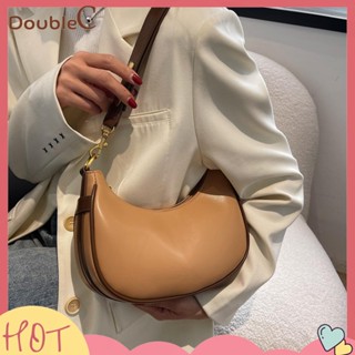 【Double C 】✿   กระเป๋าสะพายไหล่ หนัง PU แบบนิ่ม หรูหรา สไตล์เรโทร สําหรับผู้หญิง