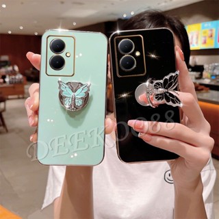 เคสโทรศัพท์มือถือ ลายผีเสื้อน่ารัก พร้อมแหวนขาตั้ง สําหรับ VIVO Y78 Y27 Y02T 5G 4G 2023 Y78 Y27