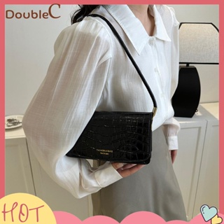 【Double C 】✿   กระเป๋าสะพายไหล่ สะพายข้าง หนัง PU ลายหนังจระเข้ สีสดใส สําหรับผู้หญิง