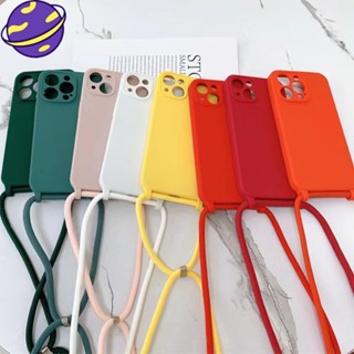 เคสซิลิโคนนิ่ม พร้อมสายคล้อง สําหรับ IPhone 14 13 12 Pro Max 11