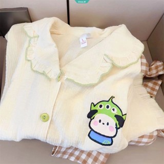 SANRIO ชุดนอนเสื้อแขนสั้น กางเกงขาสั้น ลายการ์ตูน Hello Kitty Pochacco น่ารัก เหมาะกับฤดูร้อน สําหรับผู้หญิง [GM]