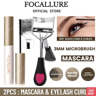 [2 ชิ้น] Focallure Eye Makeup Kit Waterproof Long-last Volumizing Mascara Lengthening Curling Eyelash Curler Natural Long Lashes Eye Makeup Set [hotmax]