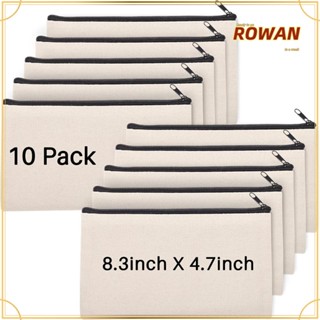 Rowans กระเป๋าเครื่องสําอาง ผ้าแคนวาส มีซิป ขนาด 8.2x4.7 นิ้ว สําหรับเดินทาง แต่งหน้า 10 ชิ้น