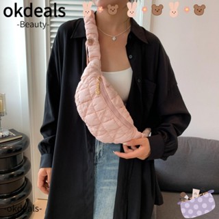 Okdeals กระเป๋าคาดเอว ผ้าฝ้าย น้ําหนักเบา จีบรอบ ลายก้อนเมฆ อเนกประสงค์ สําหรับผู้หญิง