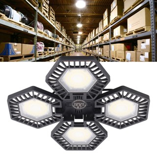 Tool Center ไฟโรงรถ LED สีขาวนวล 80W 4 แผง ปรับ 90 องศา ไฟไฮเบย์ สำหรับโรงงานโกดัง AC100‑277V