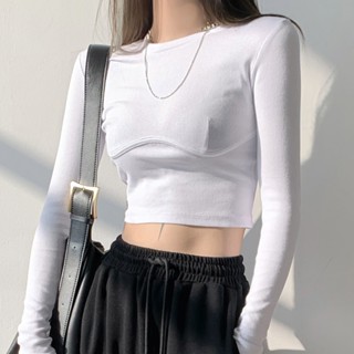 8180# 2023 spring and summer new style collocation niche slim slim short short-sleeved t-shirt womens waistless top