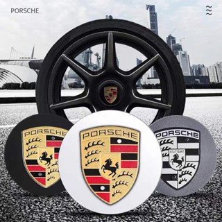 ฝาครอบดุมฉลากโลโก้รถยนต์ Porsche Porsche 911 718 Boxster Cayman Panamera Cayenne Macan ของแท้จากโรงงาน (4 ชิ้น)