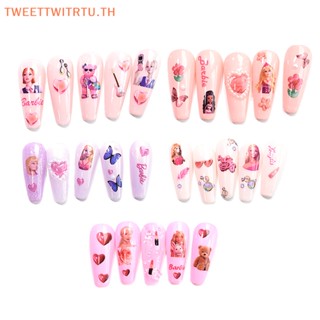 Trtu สติกเกอร์ติดตกแต่งเล็บ ลายตุ๊กตาบาร์บี้ สีชมพู DIY TH