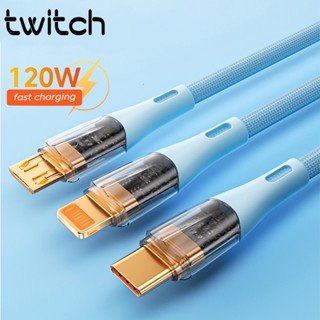 Twitch 3 in 1 สายชาร์จ 120W 6A Type C 1.2 ม. 1.8 ม.