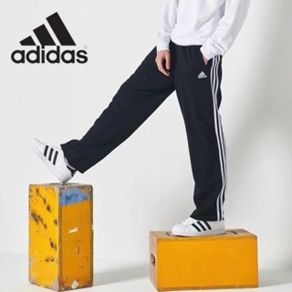 【 ขายดี พร้อมส่ง 】Adidas ของแท้ 100% กางเกงกีฬา ขากว้าง ทรงหลวม ใส่สบาย ปักลายทาง สไตล์บูติก แฟชั่นสําหรับผู้ชาย