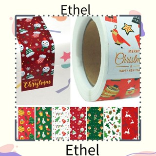 Ethel1 สติกเกอร์ ลาย Merry Christmas สําหรับติดตกแต่งกล่องของขวัญ 100 ชิ้น