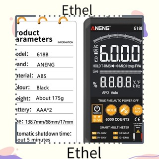 Ethel1 มัลติมิเตอร์ดิจิทัล ANENG 618B True RMS DC/AC สําหรับทดสอบทรานซิสเตอร์