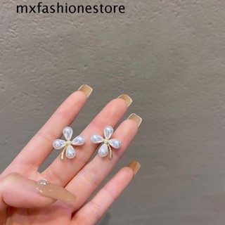 Mxfashione ต่างหูสตั๊ด อารมณ์ เรียบง่าย มุกเทียม ของขวัญเด็กผู้หญิง เรขาคณิต ต่างหู อุปกรณ์เสริม ต่างหูเกาหลี