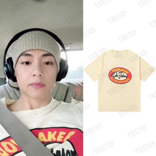 เสื้อยืดแขนสั้นลําลอง ผ้าฝ้าย ทรงหลวม ขนาดใหญ่ พิมพ์ลาย KPOP BANGTAN V TaeHyung แฟชั่นฤดูร้อน สไตล์เกาหลี สําหรับผู้ชาย และผู้หญิง