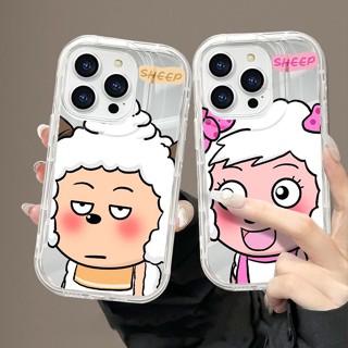 เคสโทรศัพท์มือถือ ซิลิโคนนิ่ม ใส กันกระแทก ลายการ์ตูนแกะน่ารัก ระยิบระยับ สําหรับ iPhone 11 13 14 12 Pro MAX 6 6S 7 8 Plus X XR XS MAX SE 2020 11Pro 13Pro 14Pro