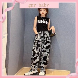 🍓GNR BABY🫐ชุดกีฬา เสื้อแขนกุด และกางเกง สองชิ้น สไตล์เกาหลี สําหรับเด็กผู้หญิง อายุ 3-12 ปี