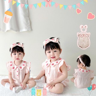 ชุดบอดี้สูท รอมเปอร์ แขนกุด และที่คาดผม ผ้าฝ้าย และผ้ากอซ ลา…