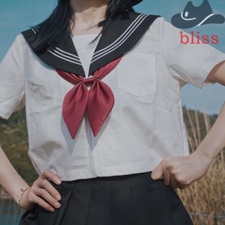 Bliss JK ใหม่ ชุดยูนิฟอร์ม เสื้อซาติน ผูกโบว์ สไตล์วินเทจ คลาสสิก