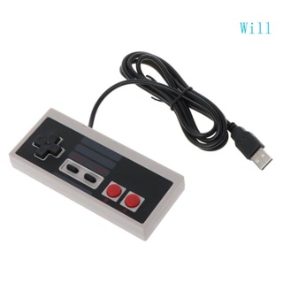 Will ปลั๊กจอยเกม USB พลาสติก สีดํา และสีเทา สําหรับ NES PC Windows New