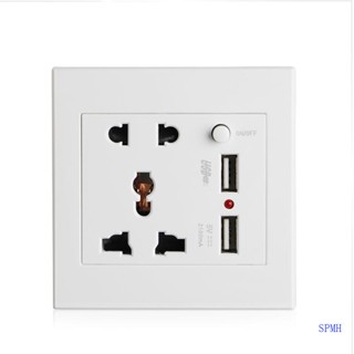 Super Socket + 2 USB + Switch Wall Socket Charger AC สําหรับ DC Power Adapter Plug Outlet Pane