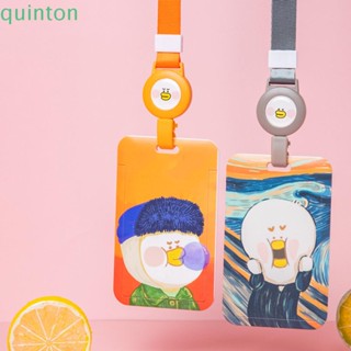 Quinton เคสพวงกุญแจ ป้องกัน ลายภาพวาดสีน้ํามัน รูปรถบัส สําหรับนักเรียนผู้หญิง