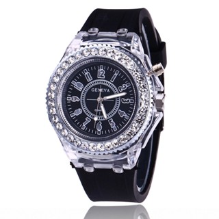 Ship tomorrow Colorful Rhinestone Led Sport Watches Luminous Glowing Women Quartz Watch