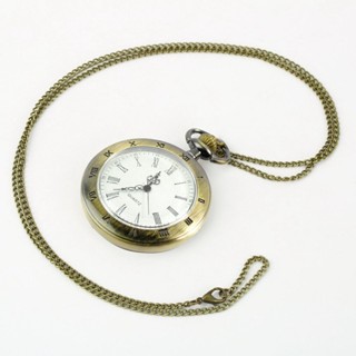 Ship tomorrow Antique Bronze Roman Numerals Chain Necklace Pendant Quartz Pocket Watch