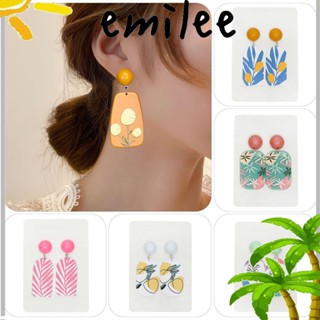 Emilee ต่างหู พิมพ์ลายต้นไม้ 3D อุปกรณ์เสริม สําหรับผู้หญิง