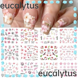 Eucalytus1 สติกเกอร์ ลายดอกทิวลิป ดอกกุหลาบ ผีเสื้อ ลาเวนเดอร์ ประณีต เหมาะกับฤดูใบไม้ผลิ และฤดูร้อน สําหรับผู้หญิง 12 แผ่น