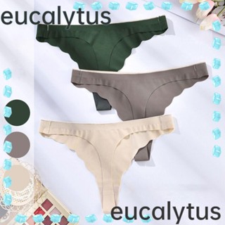 Eucalytus1 กางเกงชั้นใน เอวต่ํา ลายทาง ไร้รอยต่อ สําหรับผู้หญิง 2 ชิ้น