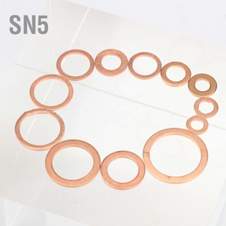 SN5 300PCS แหวนกลมแบน M5-M20 Assortment Kit Copper Gasket Sealing Ring with Storage Box