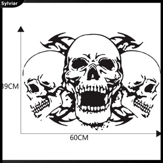 [sylviar] สติกเกอร์ ลายหัวกะโหลกสามหัว สําหรับติดตกแต่งรถยนต์