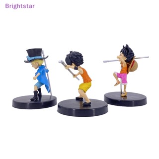 Brightstar ใหม่ โมเดลฟิกเกอร์ PVC รูปการ์ตูนอนิเมะ One Piece Luffy Ace Sabo พร้อมแท่ง PVC ของเล่นสําหรับเด็ก 3 ชิ้น ต่อชุด