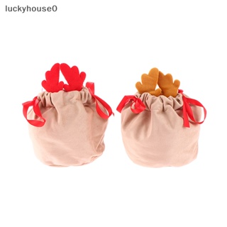 Luckyhouse0^^ ถุงขนม ลายกวางเรนเดียร์ ซานต้าครอส คริสต์มาส 1 ชิ้น สําหรับตกแต่งปาร์ตี้ปีใหม่