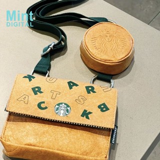 Starbucks กระเป๋าสะพายไหล่ กระเป๋าใส่เหรียญ กระดาษคราฟท์ เป็นมิตรกับสิ่งแวดล้อม 2-in-1