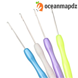 Oceanmapdz ตะขอเข็มถักโครเชต์ สีแคนดี้ เครื่องมือเย็บผ้า โลหะ พลาสติก ไมโคร ตะขอ DIY