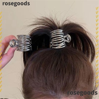 Rosegoods1 กิ๊บติดผมหางม้า โลหะ ขนาดเล็ก สีเงิน สีดํา สําหรับผู้หญิง