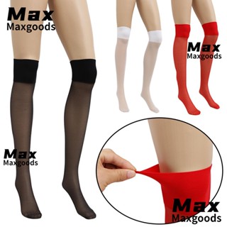 Maxg ถุงน่องผ้าไหมใส สีดํา สีขาว สีแดง สําหรับผู้หญิง